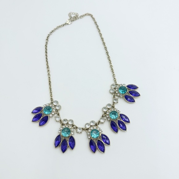 Goldtone Purple Teal Acrylic Bead Scoop Statement Necklace - Picture 3 of 8